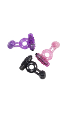 Пепельное стимулирующее кольцо с вибрацией Duovibrus II (Цвет: серый)