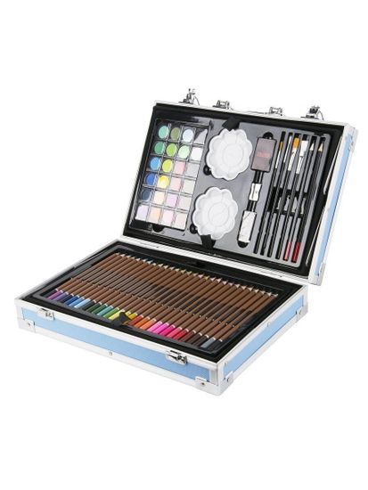 Чемодан для творчества 2х уровневый ЕДИНОРОГ СИНИЙ 145 предметов