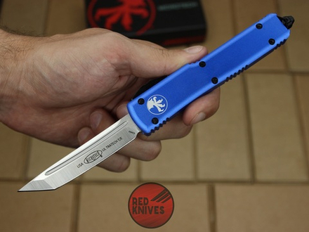 Нож Microtech Ultratech T/E - синяя рукоять, танто клинок сатин RK-380