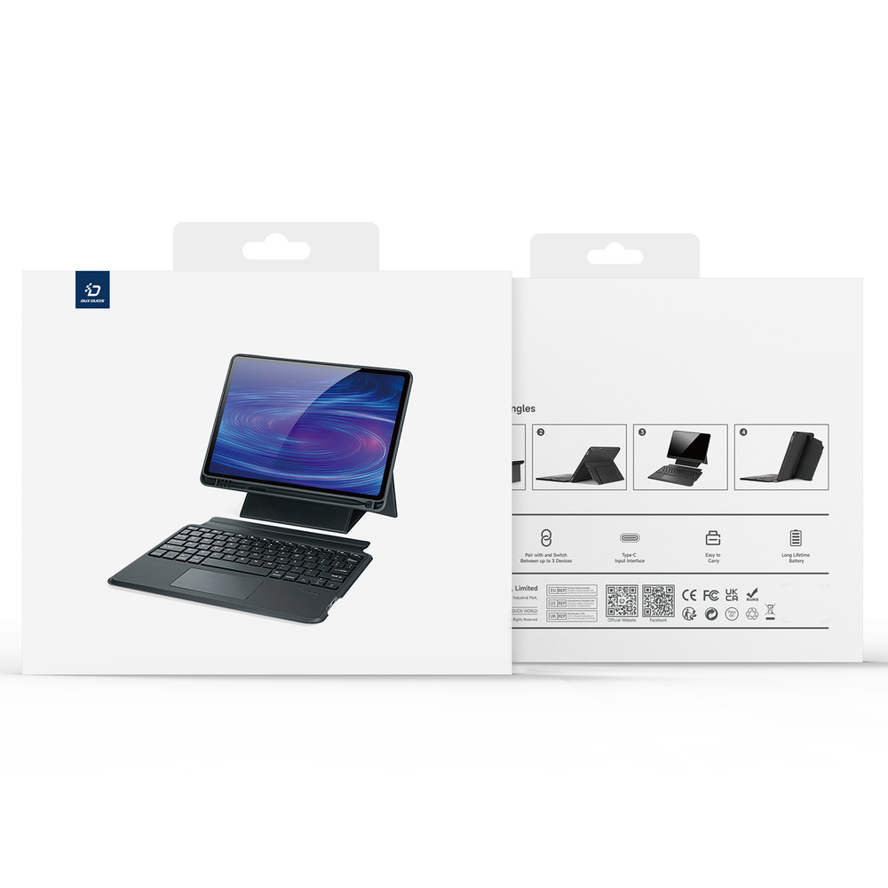 Чехол подставка с клавиатурой (RUS) от Dux Ducis для планшета iPad Pro 11 (2024-), серия DK Series Keyboard, русская клавиатура с подсветкой
