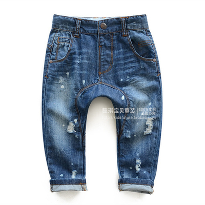 Джинсы детские с потертостями и вареными пятнами