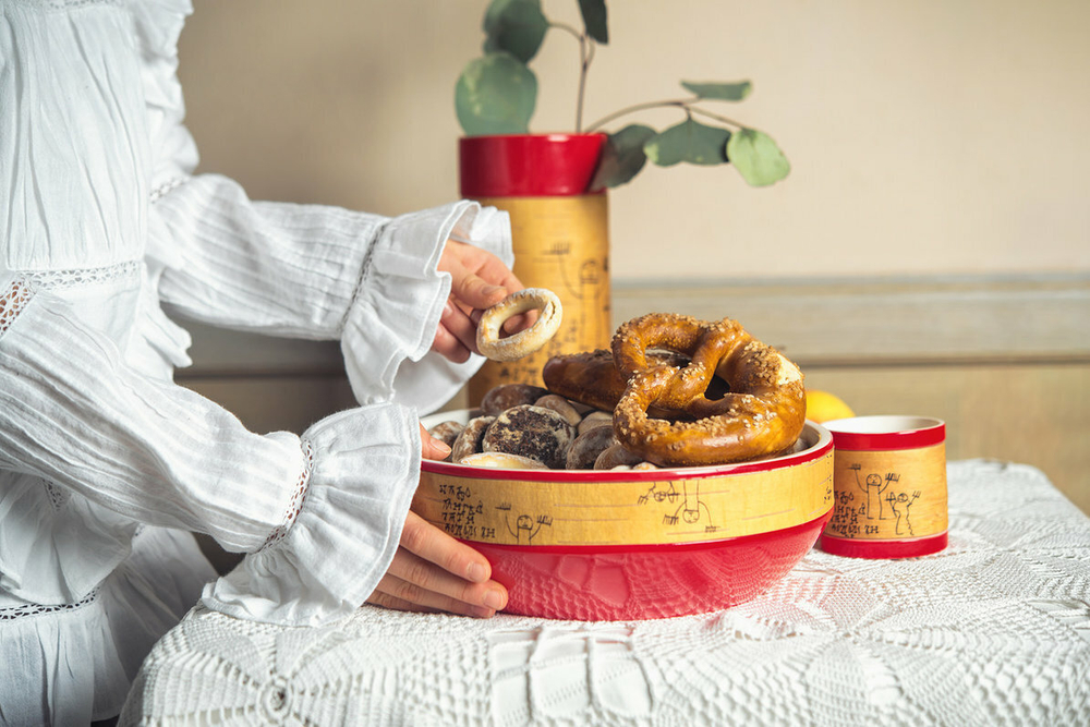 Кружка большая фарфоровая без ручки с берестой. Коллекция Онфим (Onfim)