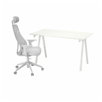 Стол и стул - IKEA TROTTEN/MATCHSPEL, ТРОТТЕН/МАТЧСПЕЛ ИКЕА, 140х80, белый/светло-серый