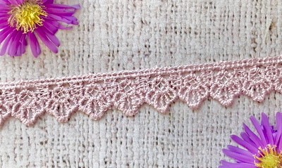 Кружево плетеное, ш. 1,8 см, розовый