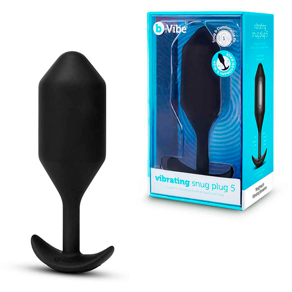 Черная вибропробка для ношения 16,5см b-Vibe Vibrating Snug Plug 5 BV-036-BLK
