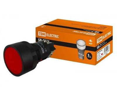Кнопка TDM SВ-7 Стоп, красная, 1р, d22мм/230В SQ0704-0025
