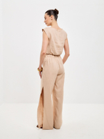 Брюки-палаццо изо льна латте