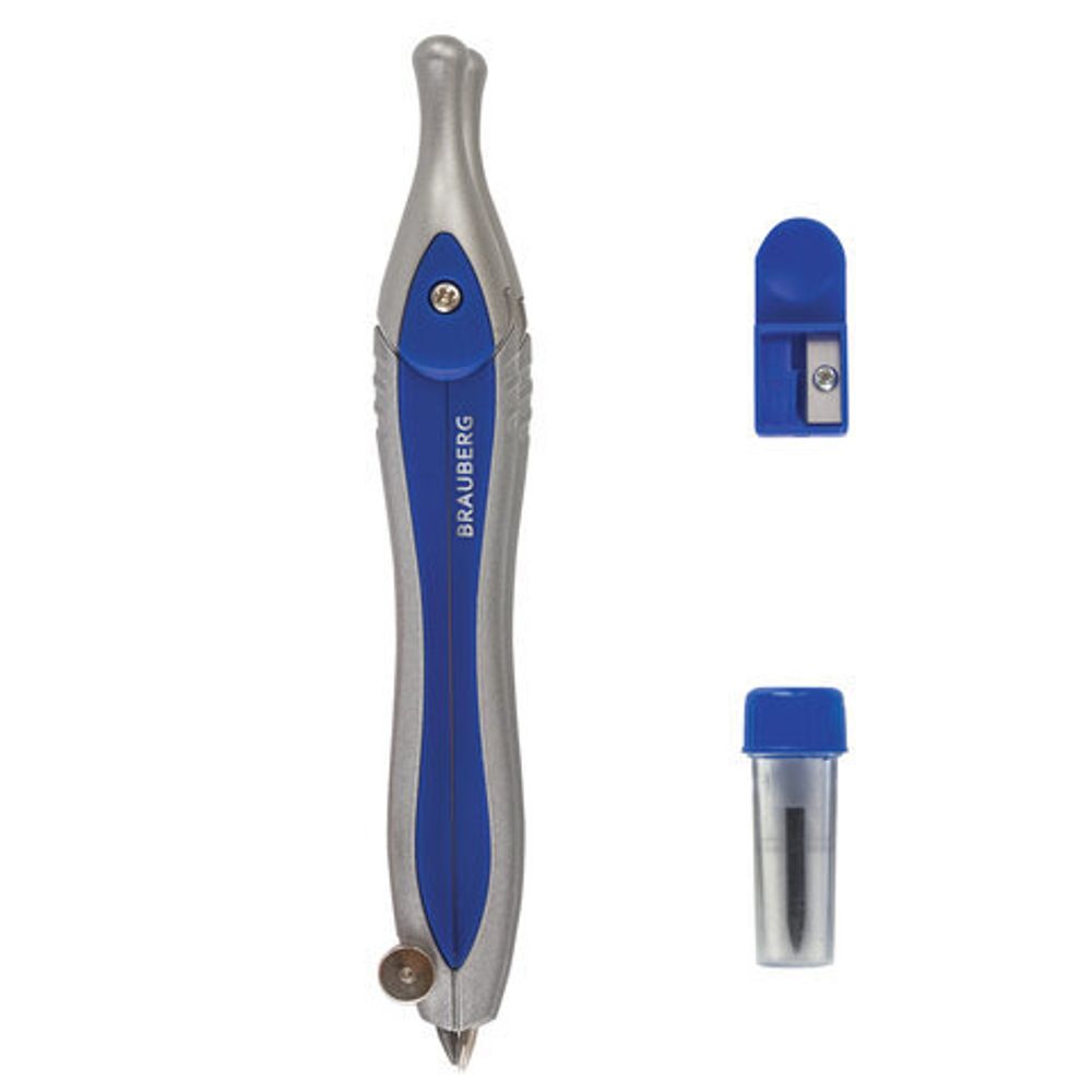 Готовальня BRAUBERG "Extra", 3 предмета (циркуль 120 мм, точилка, грифель), в пенале, 210685