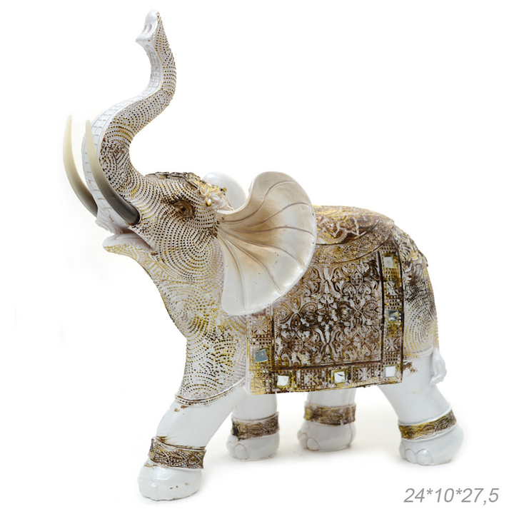 Статуэтка Слон с зеркалами узор золотистый черный цвет белый 24х10х27,5 см