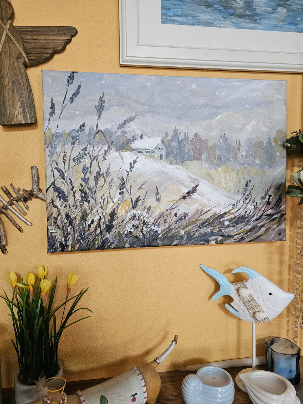 Картина интерьерная на холсте 38*55 см для интерьера "Начало зимы"