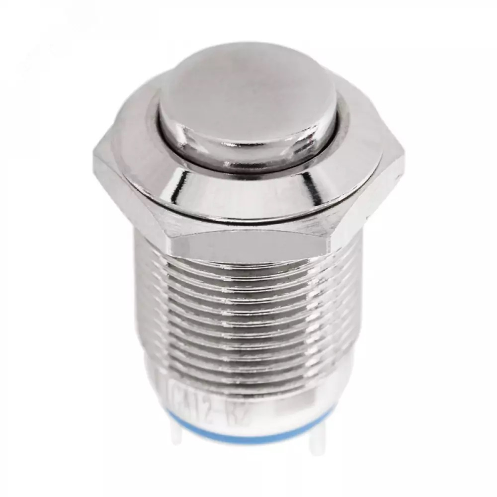 Клавиша-кнопка Круглая БЕЗ фиксации Металл АНТИВАНДАЛЬНАЯ Ø12 (2с) OFF-ON выпуклая (A12-B2) 363151