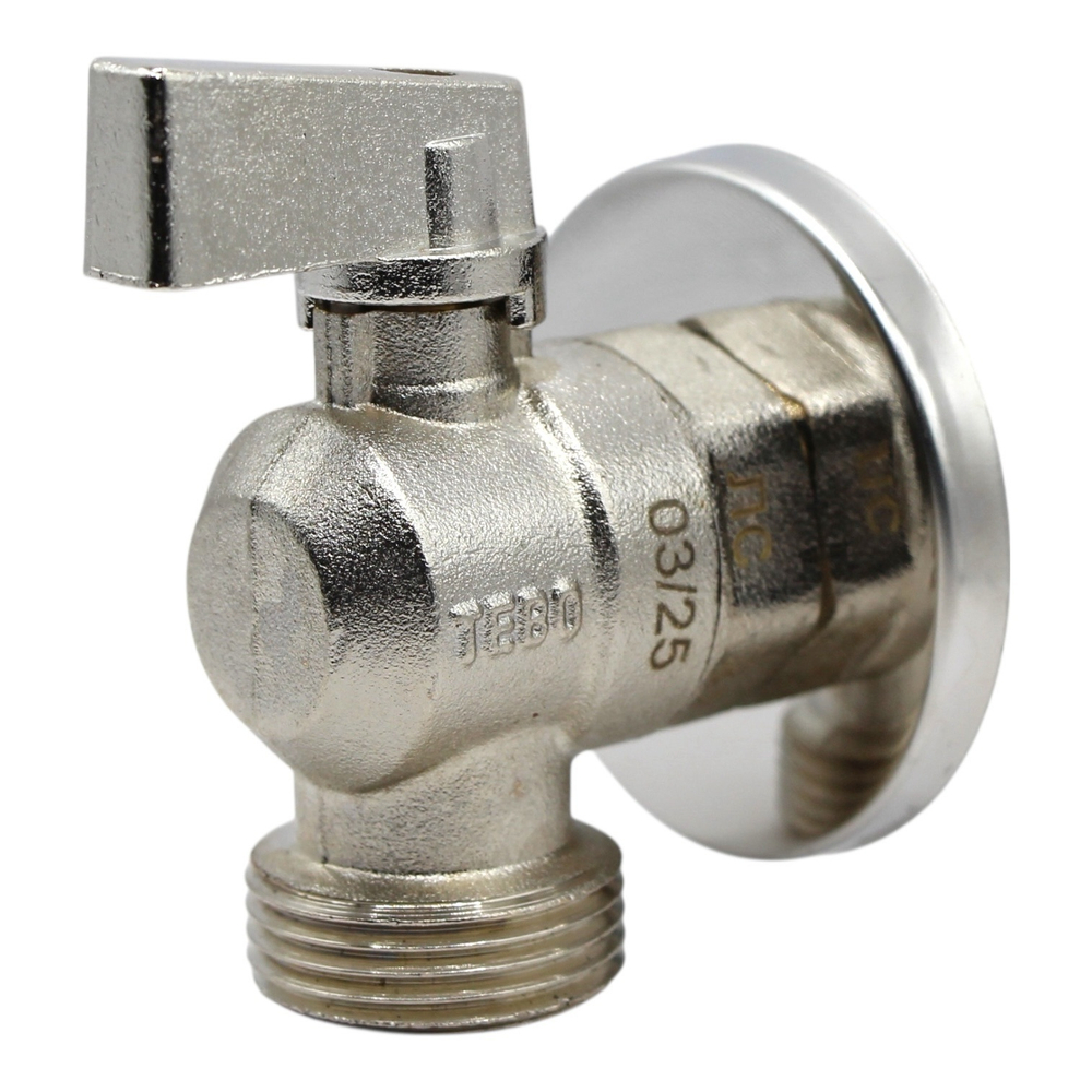 Кран шаровой TEBO для стиральной машины 1/2"x3/4" с отражателем