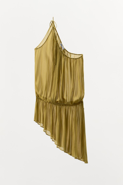 ZARA ТОП АСИММЕТРИЧНОГО КРОЯ С ЗАВЯЗКАМИ, ЗЕЛЕНЫЙ