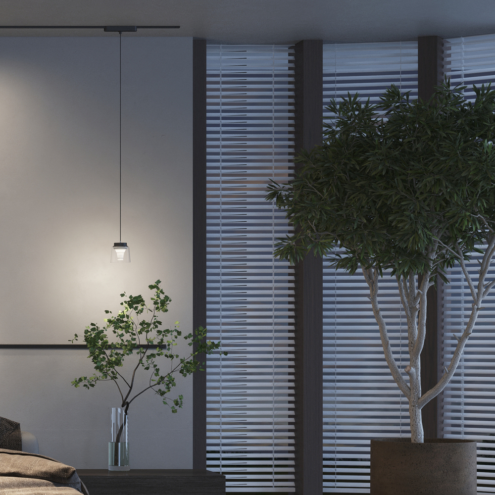 DK5377-BK Светильник для трека Air, серия Hang 2700-6500 со светодиодом, ?90*86mm, 48V DC, 4W, RA?95, 120°, 2700-6500K, IP20, черный, алюминий, стекло, акрил