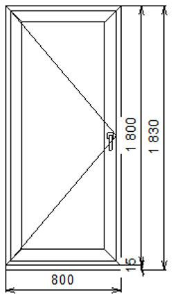 Дверь из ПВХ 1800 х 800