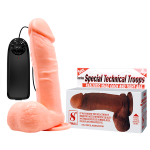 Телесный вибратор-реалистик 19,5см на присоске и пультом управления Baile BW-008017B