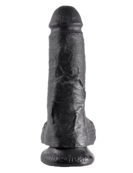 Чёрный фаллоимитатор 8  Cock with Balls - 21,3 см.