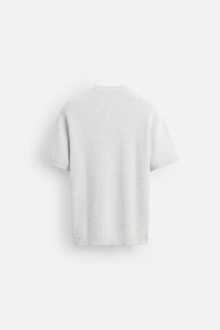 ZARA ФУТБОЛКА ИЗ ТРИКОТАЖА, СЕРЫЙ МЕЛАНЖ