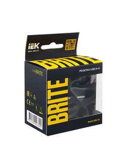 Розетка BRITE USB A+A 3.1А РЮ10-1-БрЧ механизм черн. IEK BR-U21-D31-K02