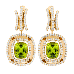 Серьги с Хризолитами и Бриллиантами, E0060-0/8