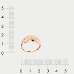 Кольцо женское из розового золота 585 пробы с фианитами (арт.70165500)