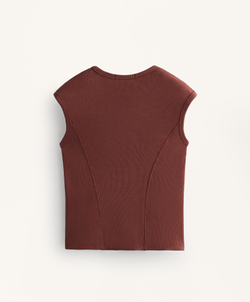 Oysho Футболка с короткими рукавами в рубчик из хлопка и модала, линялый махагон