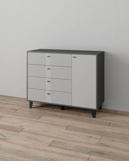 Комод КАТРИН-13 графит серый / МДФ светло-серый