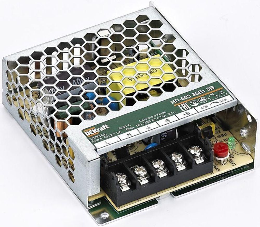 Источник питания импульсный 35Вт 5В 7А ИП-503 DEKraft 52000DEK Источник питания импульсный 35Вт 5В 7А ИП-503 DEKraft 52000DEK