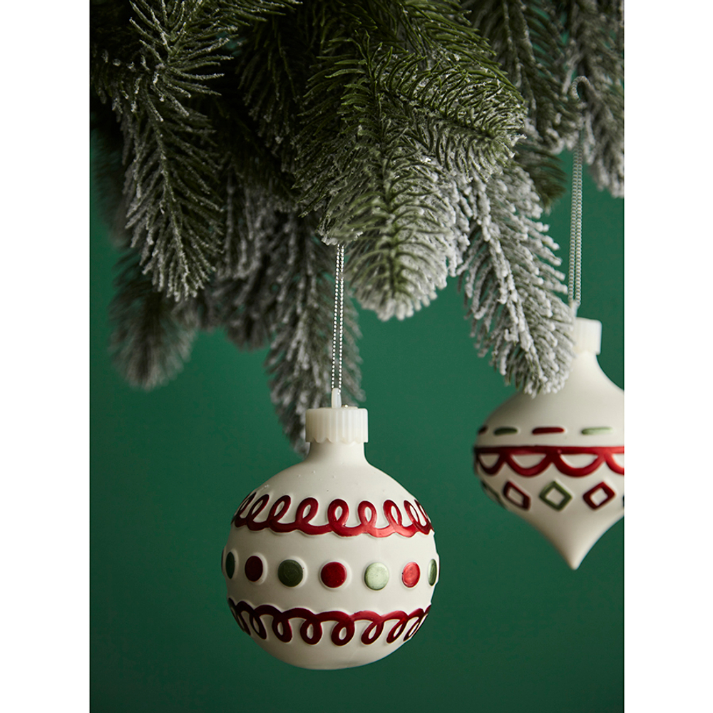 Набор елочных украшений с подсветкой 4шт Tkano Festive embroidey New Year Essential