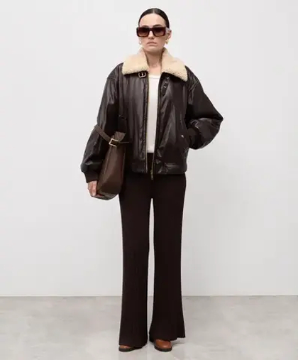 TWINSET Куртка из эко-кожи в авиаторском стиле