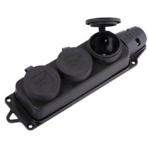 LEZARD 106 0400 0101/101 Колодка кауч. (розетка) тройная 2Р+РЕ 1*16А