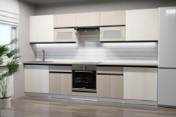 Кухонный гарнитур Кварц экстра 3000 мм (Латте/Карамель/Белый, Аламбра темная)