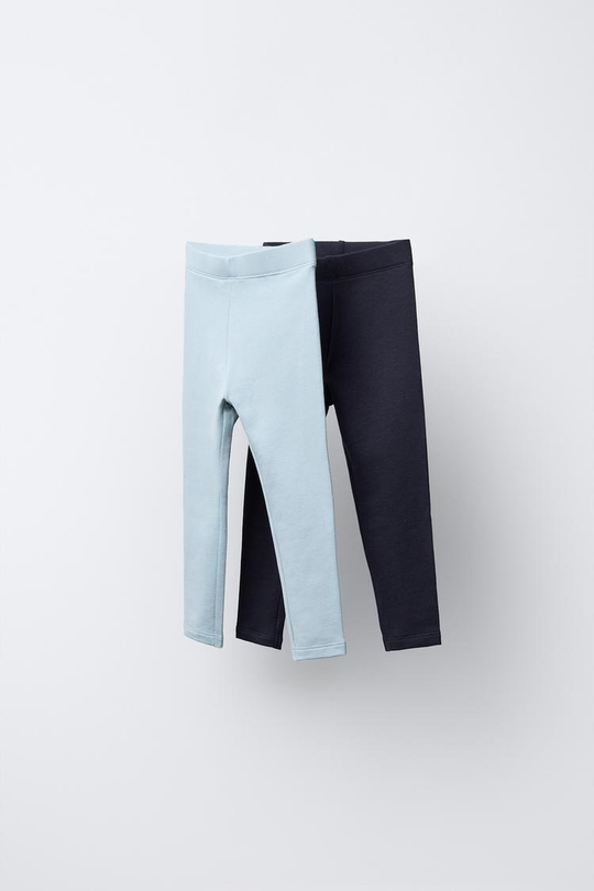 ZARA НАБОР ИЗ ДВУХ БАЗОВЫХ ЛЕГИНСОВ, СИНИЙ