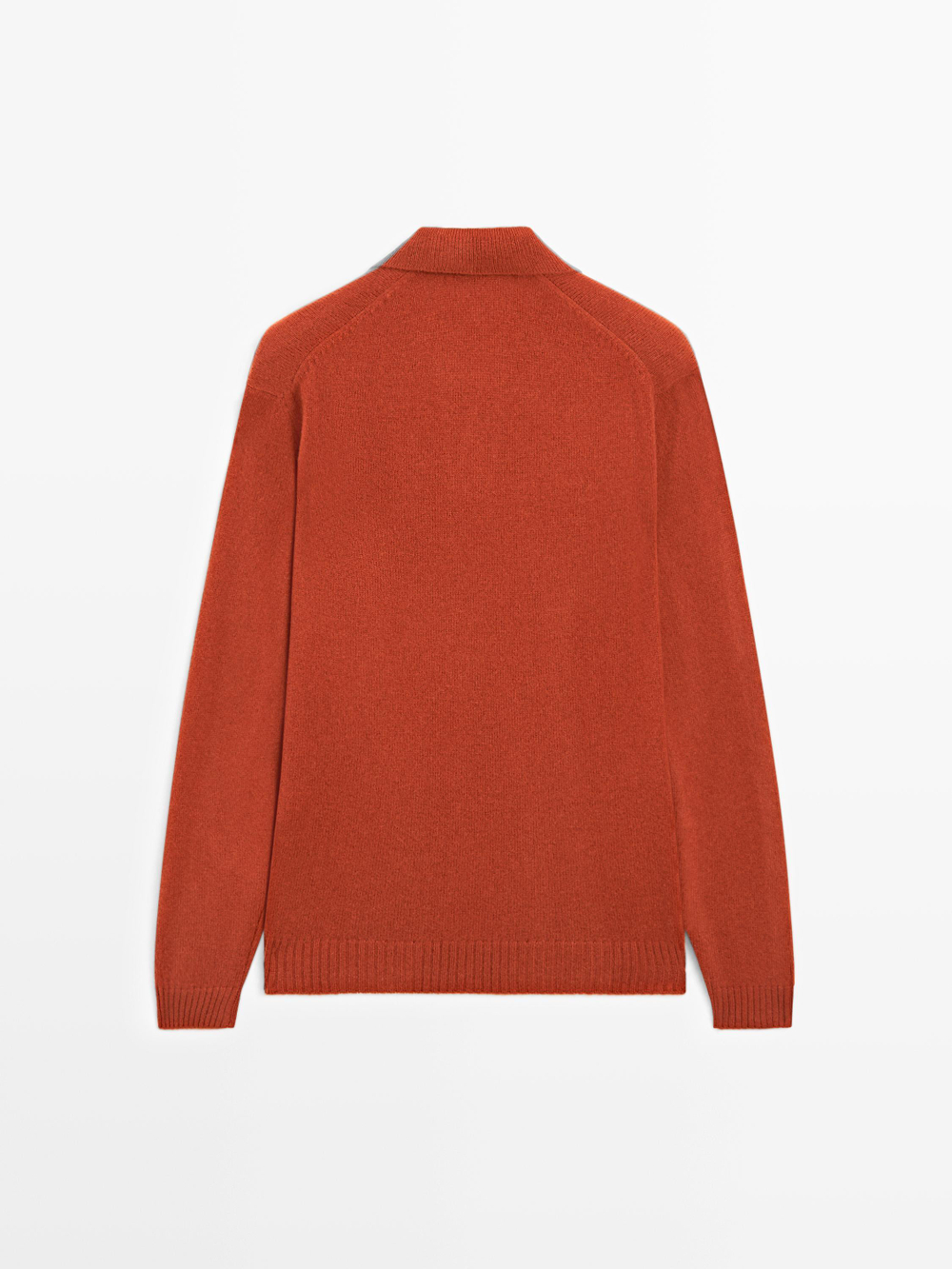 Massimo Dutti Свитер поло из смесовой шерсти с V-образным вырезом, мандариновый