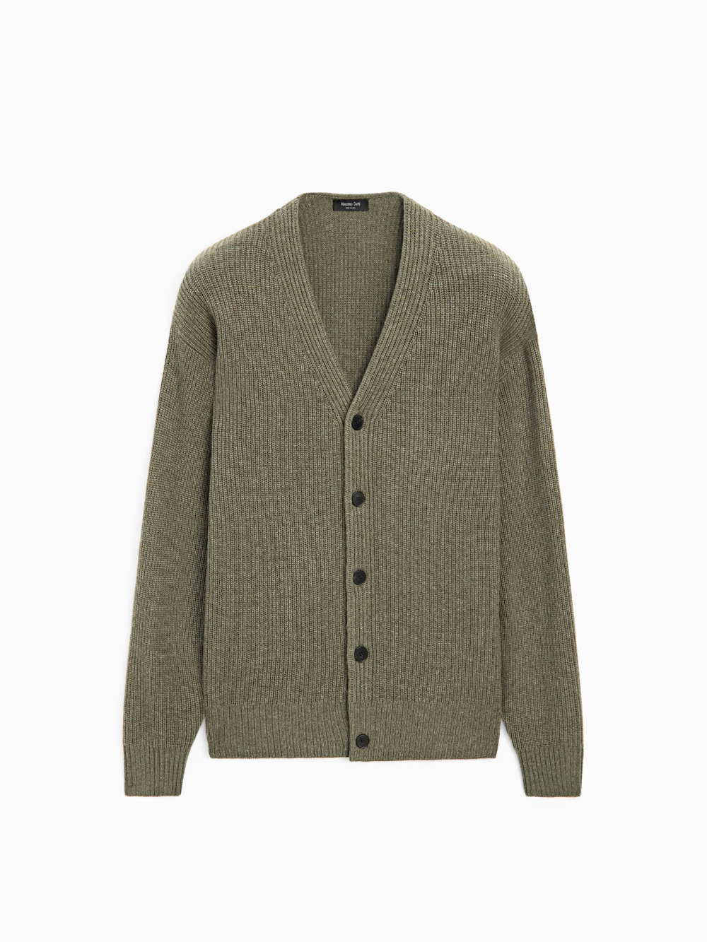 Massimo Dutti Вязаный кардиган с V-образным вырезом, зеленый