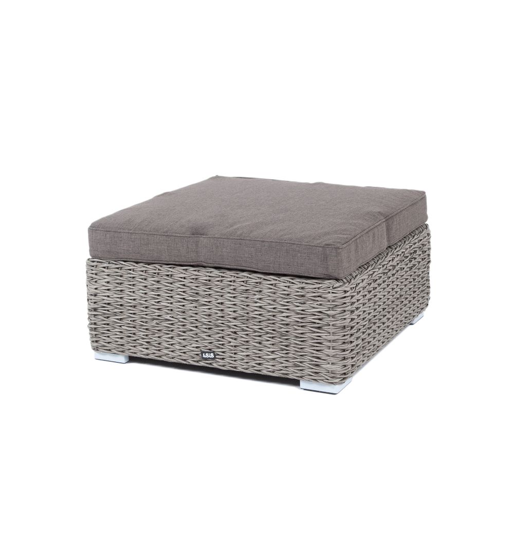 "Лунго" плетеная оттоманка с подушкой (гиацинт), цвет серый