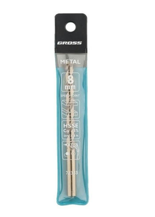 Сверло спиральное по металлу, 8 мм, HSS-Co Gross 72333