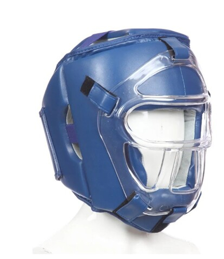 Шлем для всестилевого каратэ со съемной маской (синий)