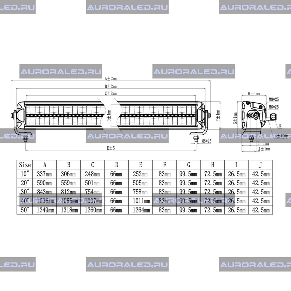 Балка Aurora 40" комбинированного белого света ALO-P-D10-40-R14Y-AW