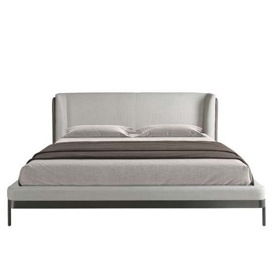 Кровать 7156/GC2123 серая ткань / кожа для матраса 180 x 200 cm.)