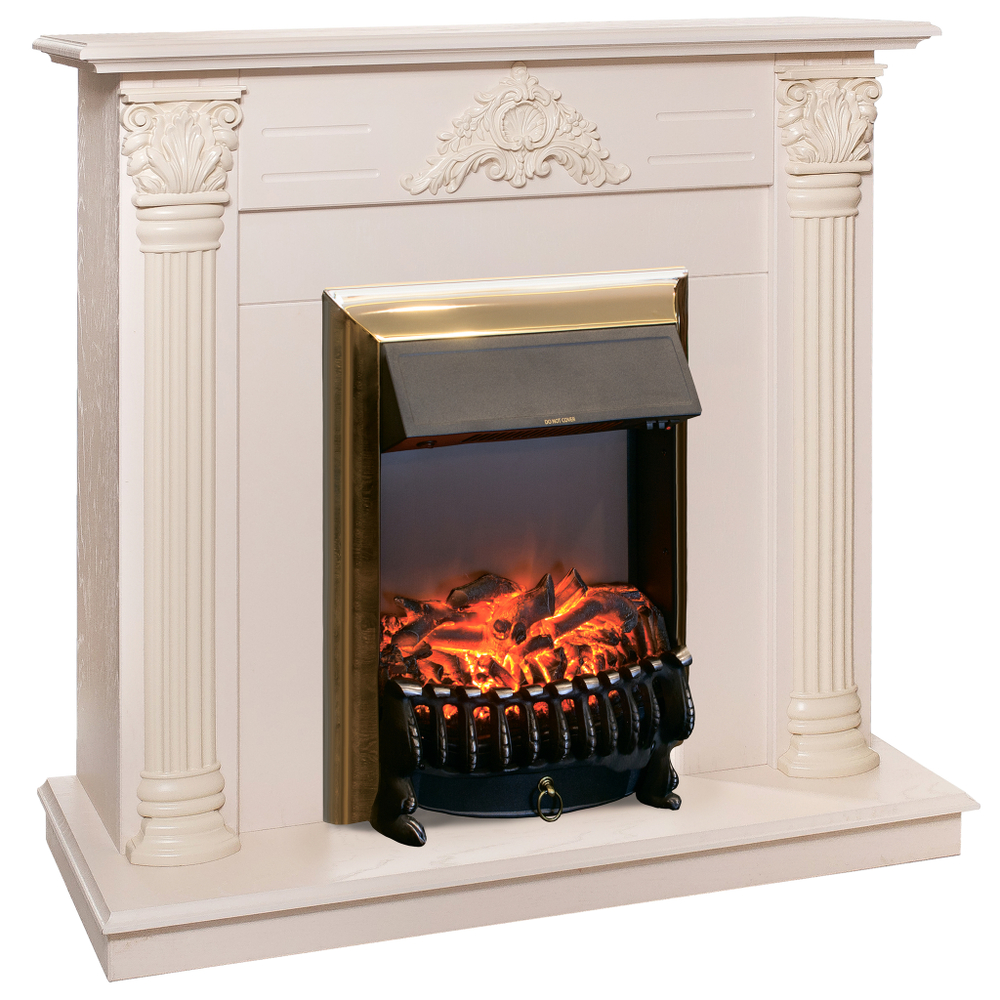 Каминокомплект Real Flame Stefania WT-F612 с очагом Fobos Lux Brass