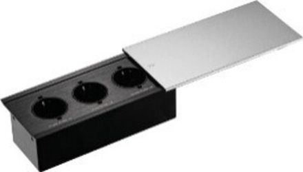 Удлинитель 3 ЕВРО Серебро 200х100х63мм (крышка задвижная)