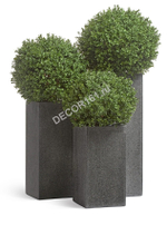 Кашпо TREEZ Effectory Stone Высокий куб Тёмно-серый камень 31х31 см, в-60 см 1/1 41.33-01-22-087-GR-060