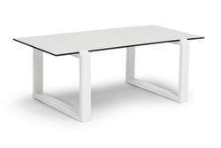 "Варадеро" журнальный стол из HPL 110х60 H43, каркас алюминий белый муар, цвет столешницы "молочный"