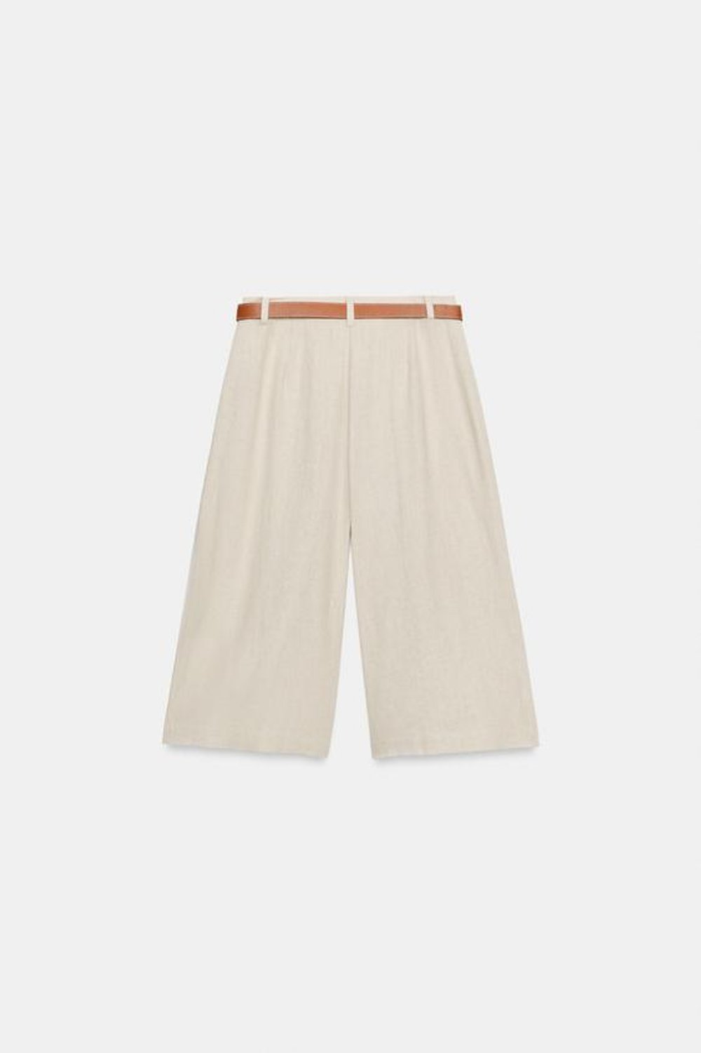 ZARA ДЛИННЫЕ ШОРТЫ С РЕМНЕМ, СВЕТЛО-БЕЖЕВЫЙ