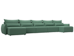 Диван П-образный Лига-051 НПБ МегаЛонг РОГОЖКА Амур 11 зеленый
