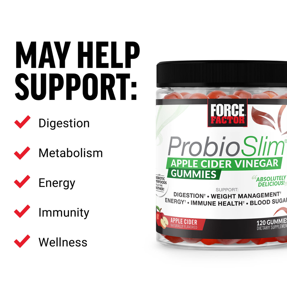 Force Factor, ProbioSlim®, жевательные мармеладки с яблочным уксусом, 60 жевательных таблеток
