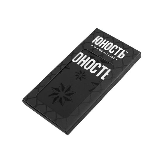 Чехол ЮНОСТЬ Роза ветров - Лого Юность Черный, Пластик Soft Touch, 6/6S