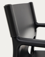 Стул Jan из переработанной кожи черного цвета и ясеня в черном цвете