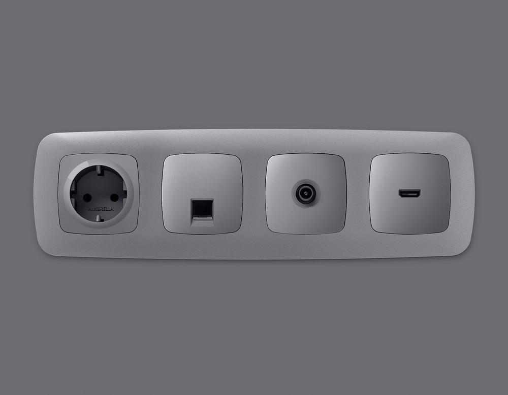 MO512010 Комплект механизма компьютерной розетки OMEGA Сталь матовый RJ-45(8P8C) CAT6 с шторкой QUANT (OP5120, VM188)